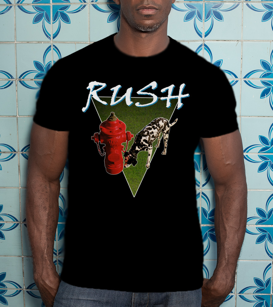 Rush Red Fire Hydrant Dalmatian Triangle T-Shirt