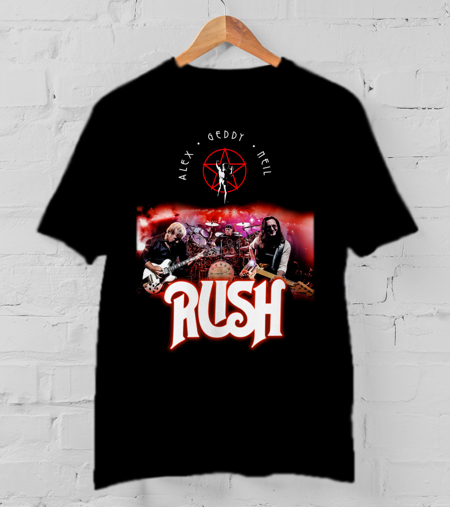 Rush Alex Geddy Neil Live Performance Iconic Band T-Shirt