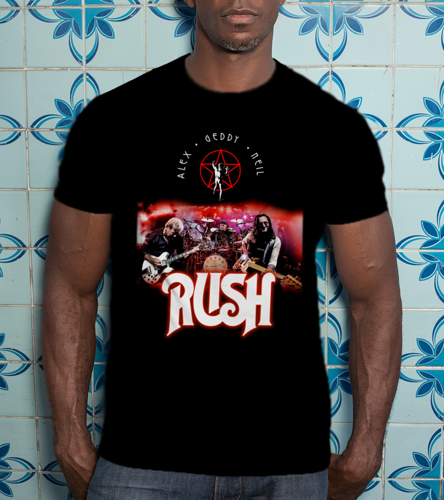 Rush Alex Geddy Neil Live Performance Iconic Band T-Shirt