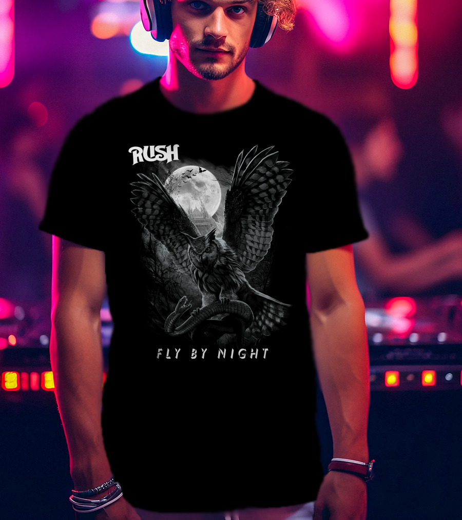 Rush Fly By Night Owl And Full Moon T-Shirt