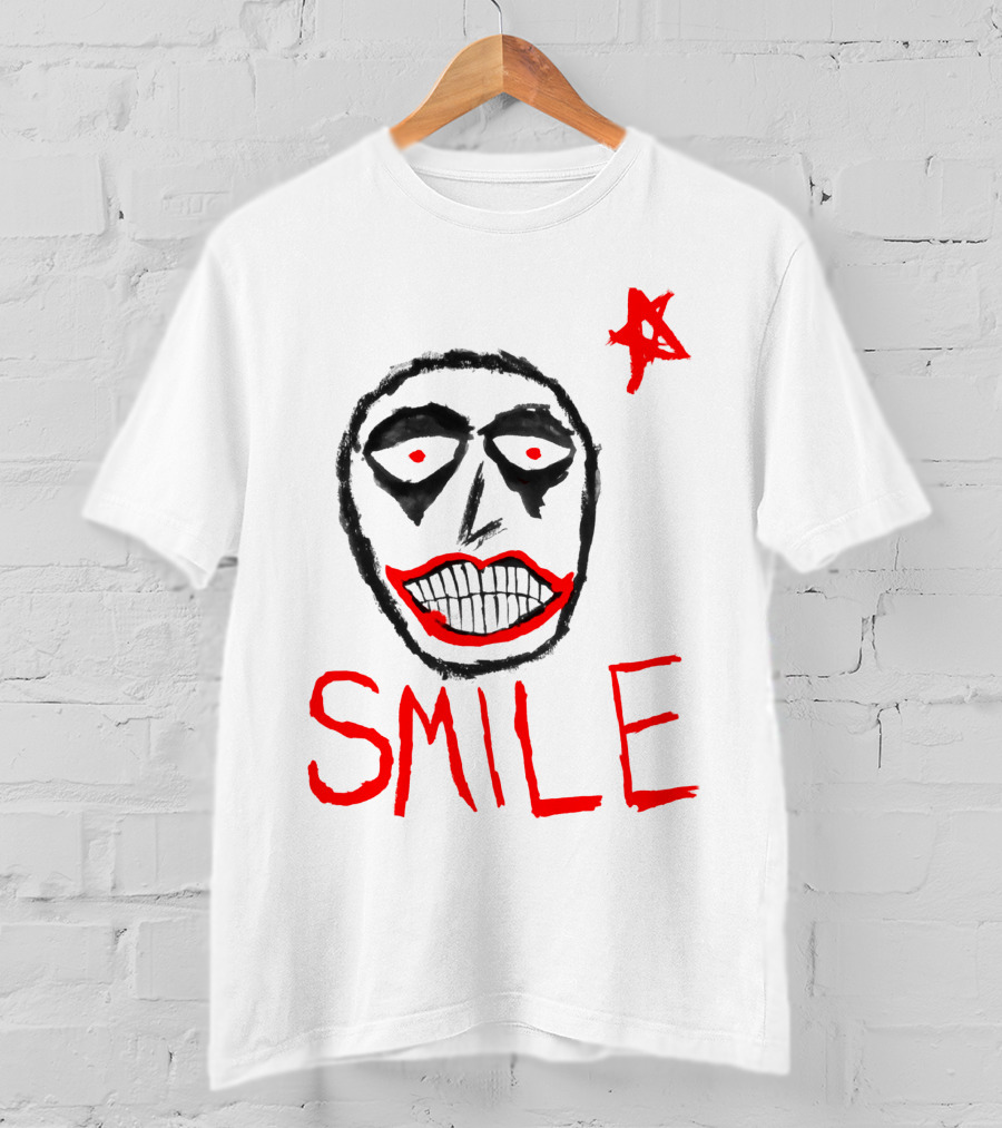 Smile Face Drawing With Red Star T-Shirt