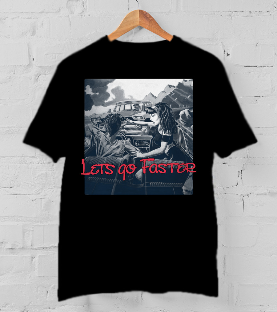 Lets Go Faster Vintage Car Scene T-Shirt