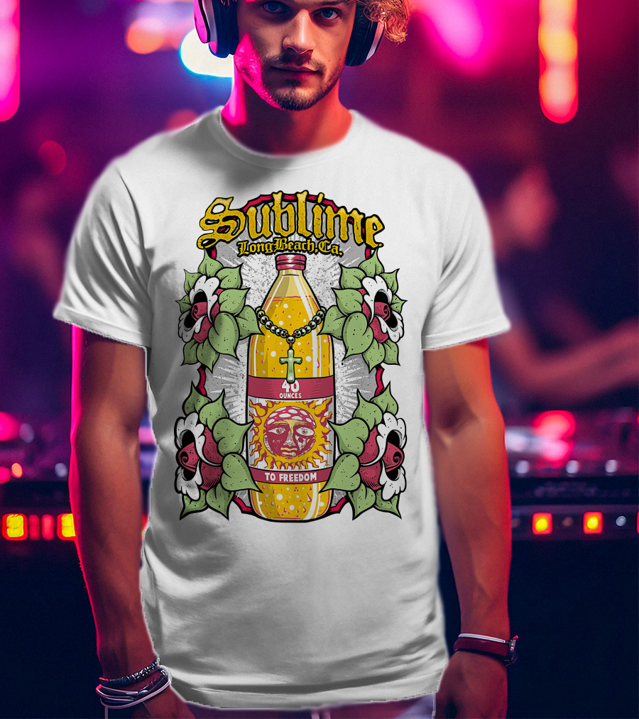 Sublime Long Beach Ca 40 Ounces To Freedom Sun Flowers T-Shirt