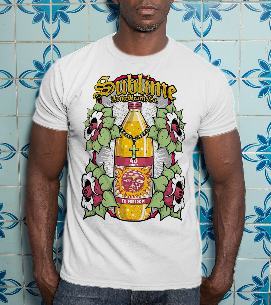 Sublime Long Beach Ca 40 Ounces To Freedom Sun Flowers T-Shirt