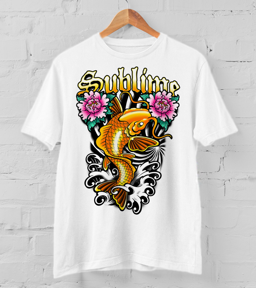 Sublime Koi Fish With Floral Waves T-Shirt