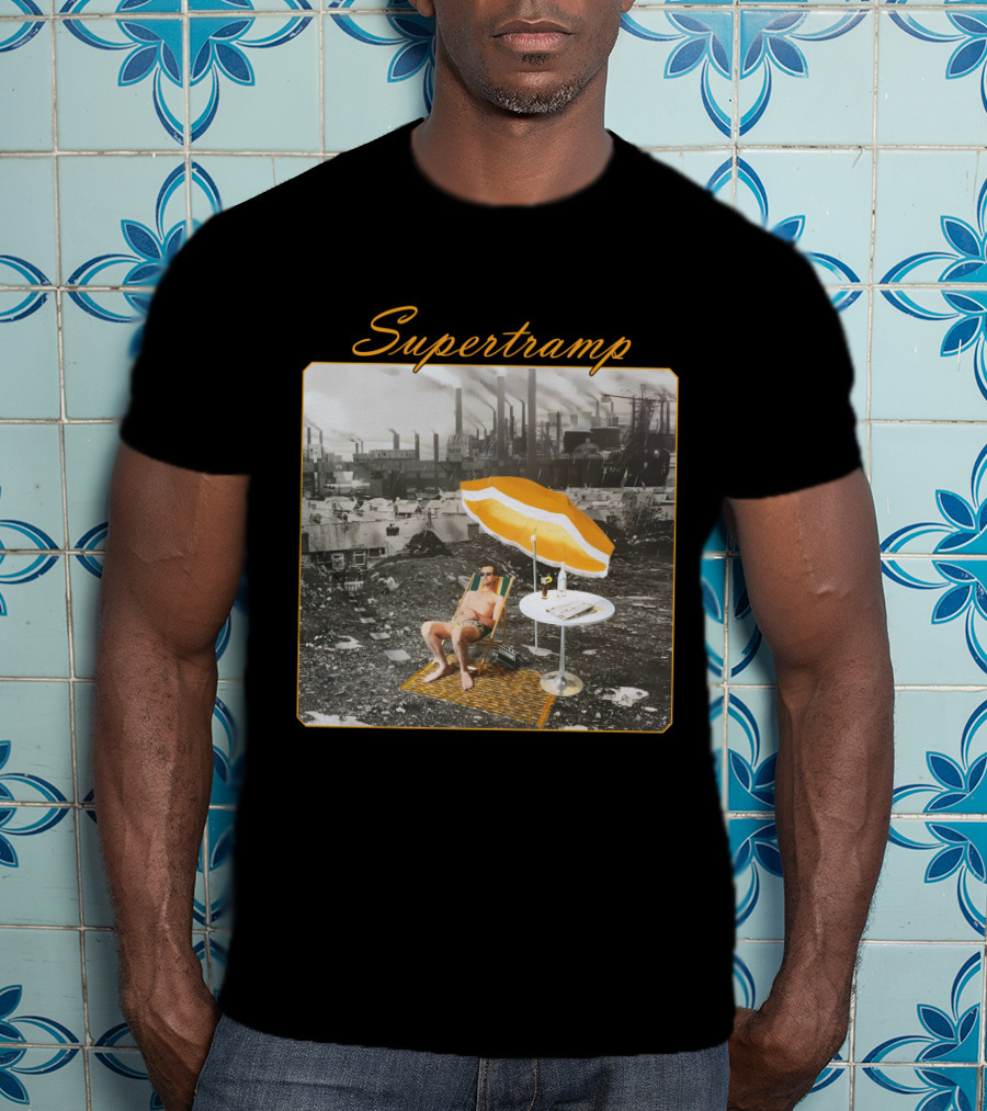 Supertramp Urban Industrial Paradise Imagery With Factory Backdrop And Relaxing Figure T-Shirt