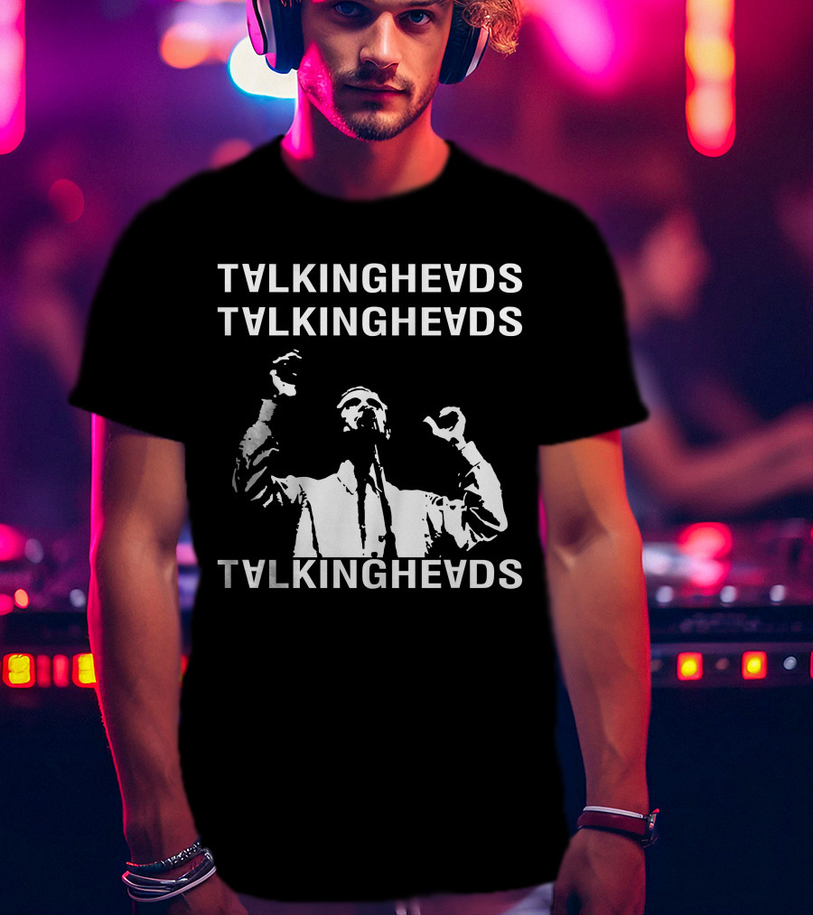 Talking Heads Band Logo With Musician Silhouette T-Shirt