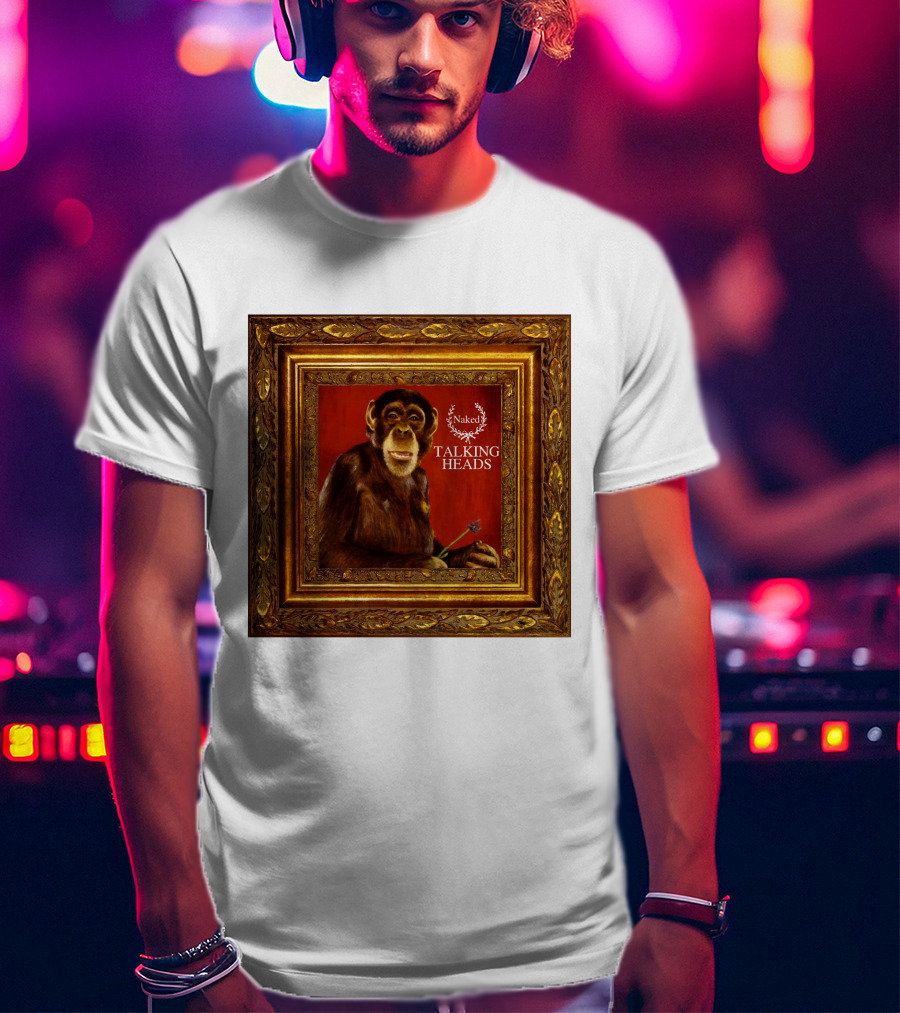 Naked Talking Heads  Chimpanzee Portrait With Crown Wreath Elements T-Shirt