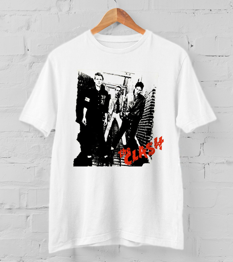 The Clash Punk Band Graphic With Union Jack Patch T-Shirt