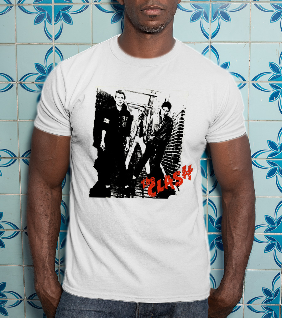 The Clash Punk Band Graphic With Union Jack Patch T-Shirt