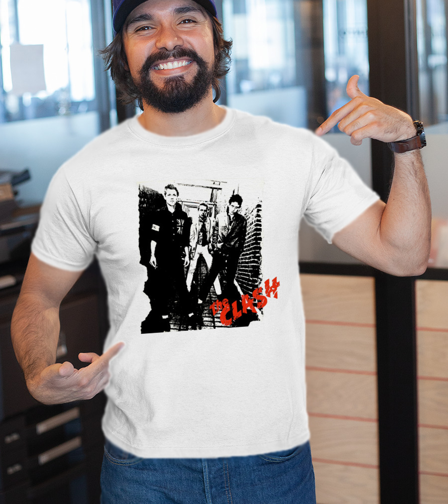 The Clash Punk Band Graphic With Union Jack Patch T-Shirt