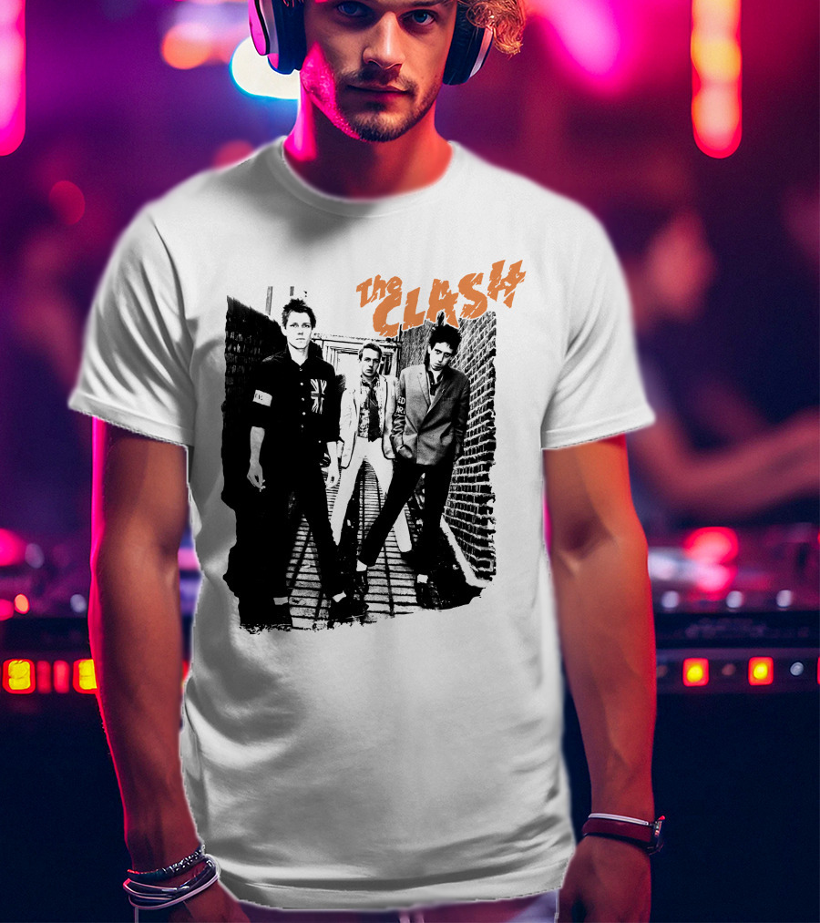 The Clash Black And White Alley Photo Band Members T-Shirt