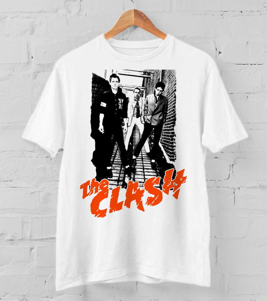 The Clash Band Black And White Alley Photograph With Red T-Shirt