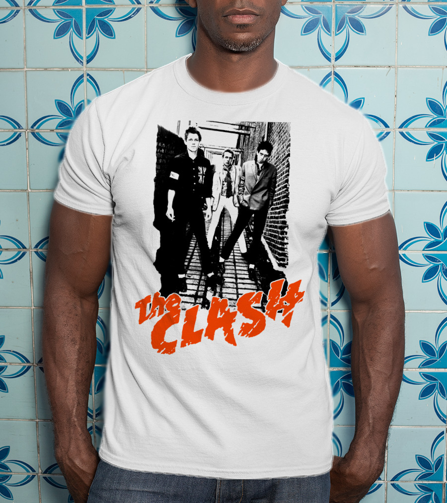 The Clash Band Black And White Alley Photograph With Red T-Shirt
