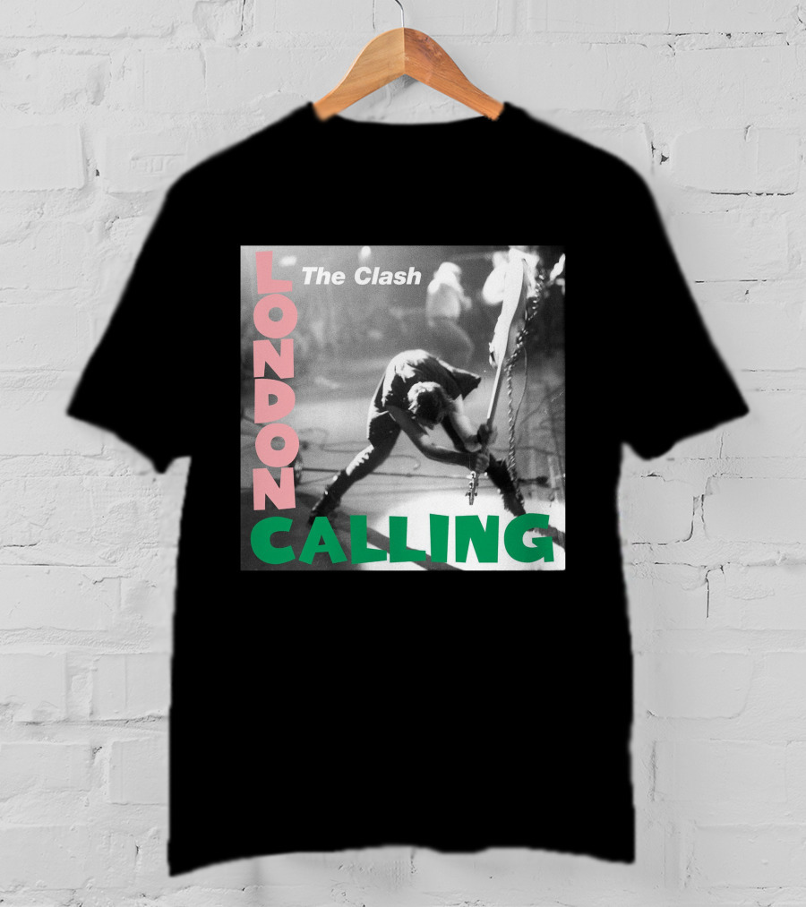 The Clash London Calling Album Cover Black And White Photo Iconic Rock Band T-Shirt