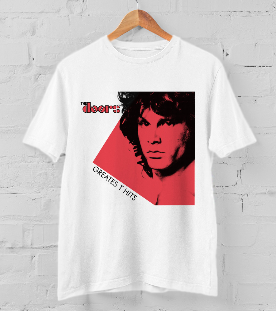 The Doors Greatest Hits Jim Morrison Red And Black T-Shirt