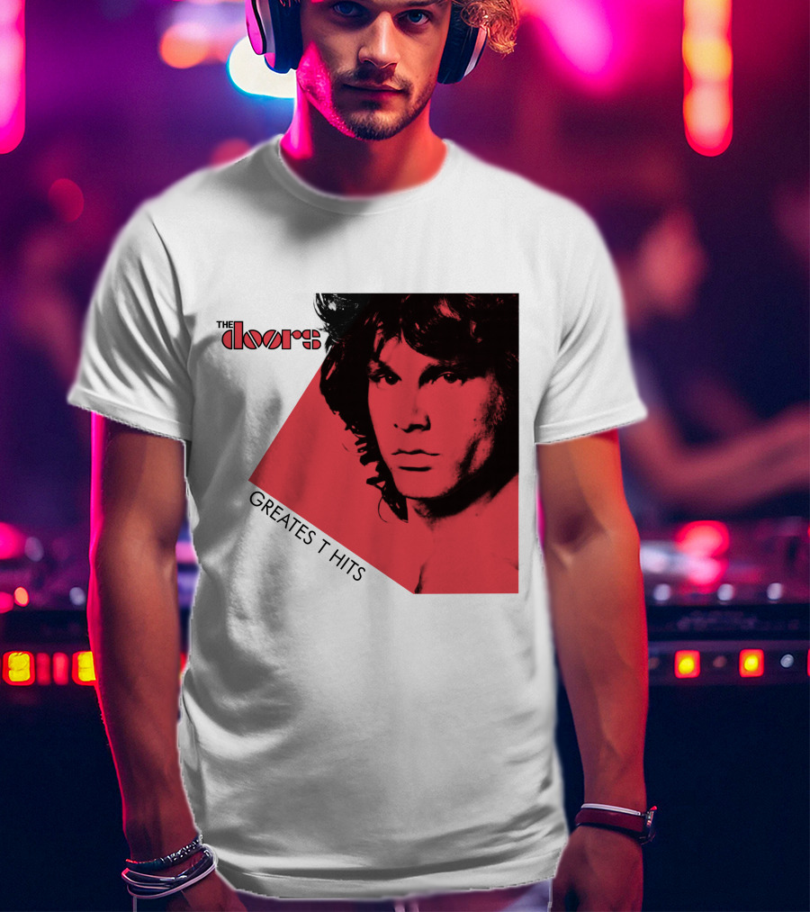 The Doors Greatest Hits Jim Morrison Red And Black T-Shirt