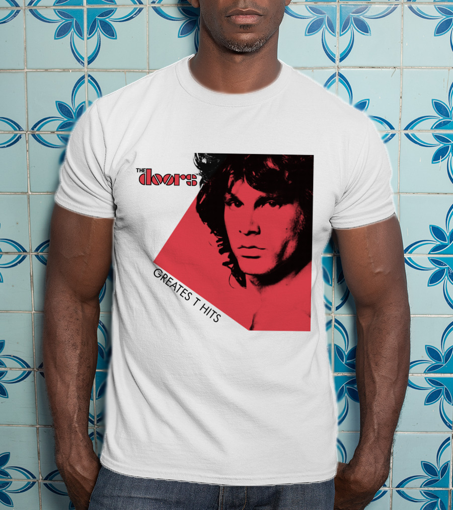 The Doors Greatest Hits Jim Morrison Red And Black T-Shirt