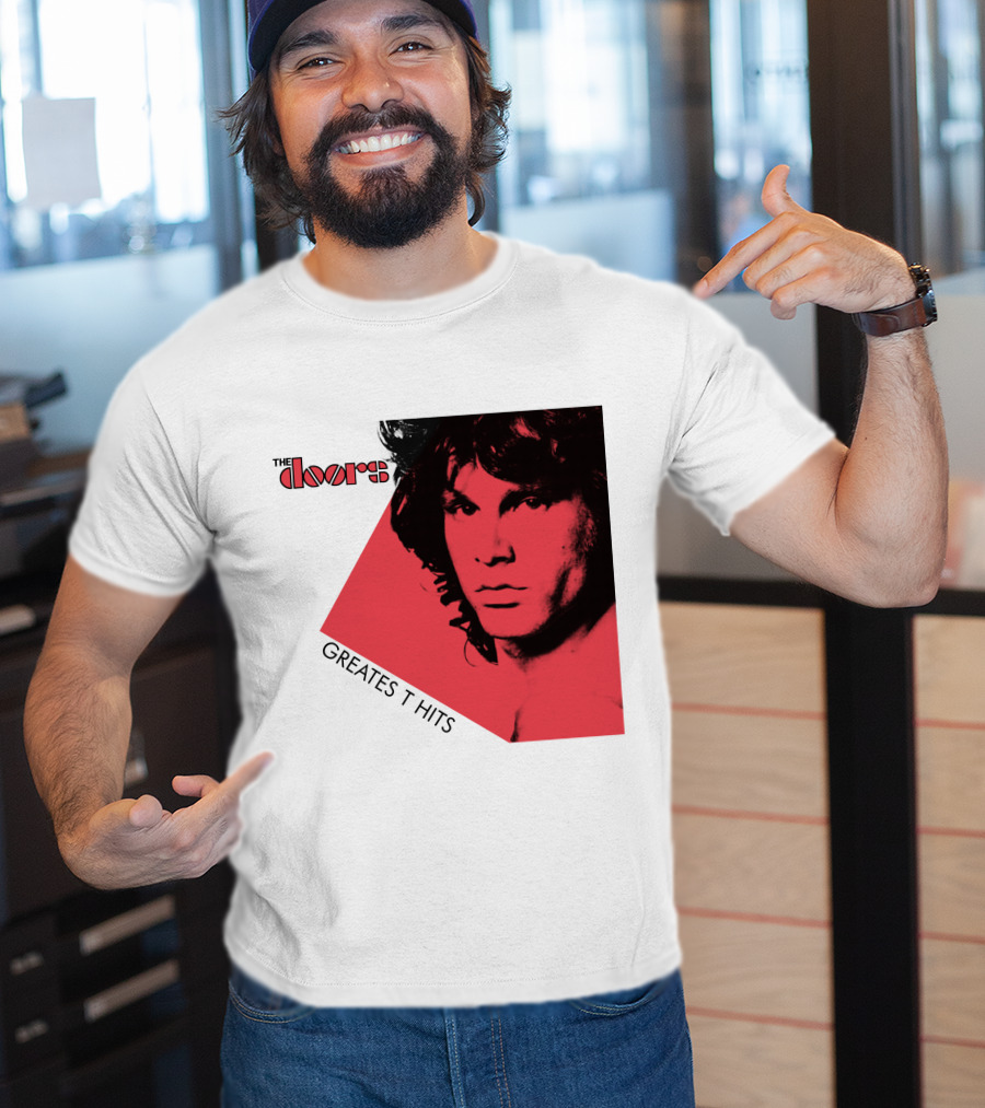 The Doors Greatest Hits Jim Morrison Red And Black T-Shirt