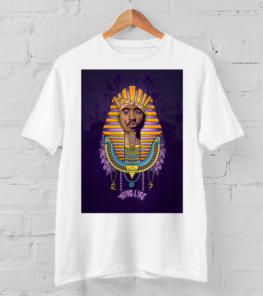 Tupac Pharaoh Thug Life Egyptian Style 27 Palms T-Shirt