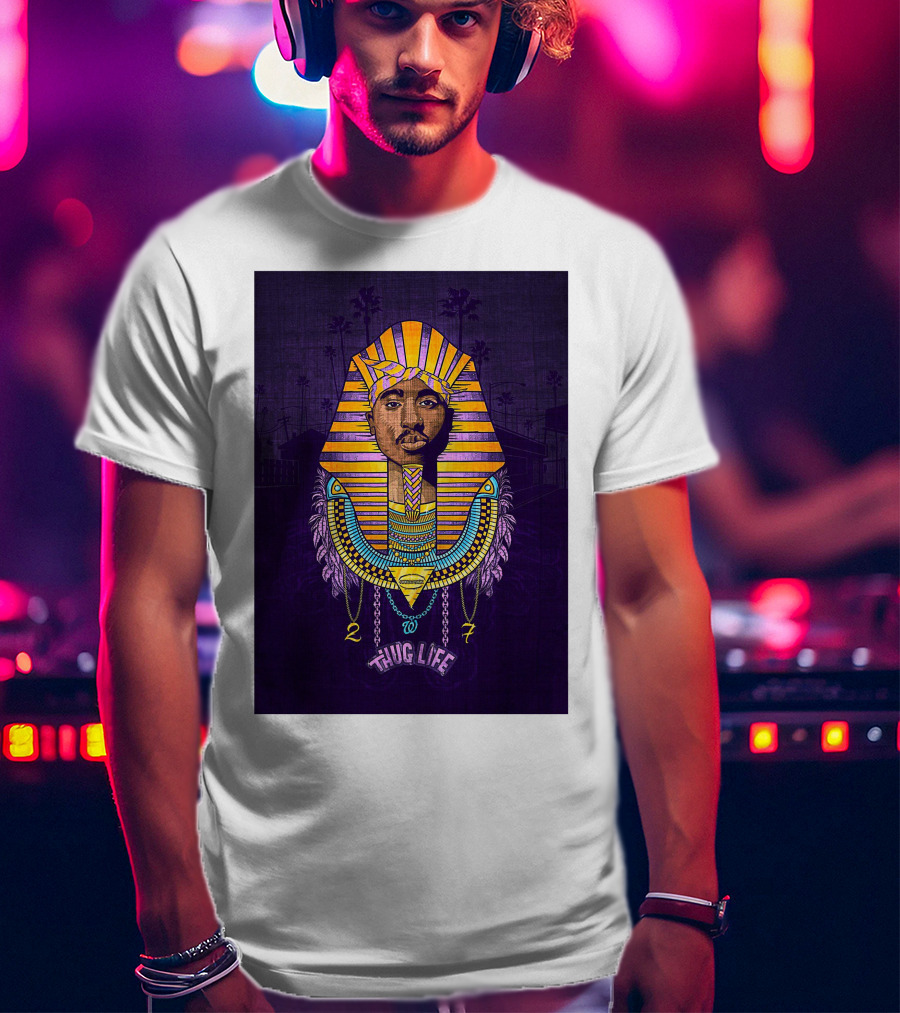 Tupac Pharaoh Thug Life Egyptian Style 27 Palms T-Shirt