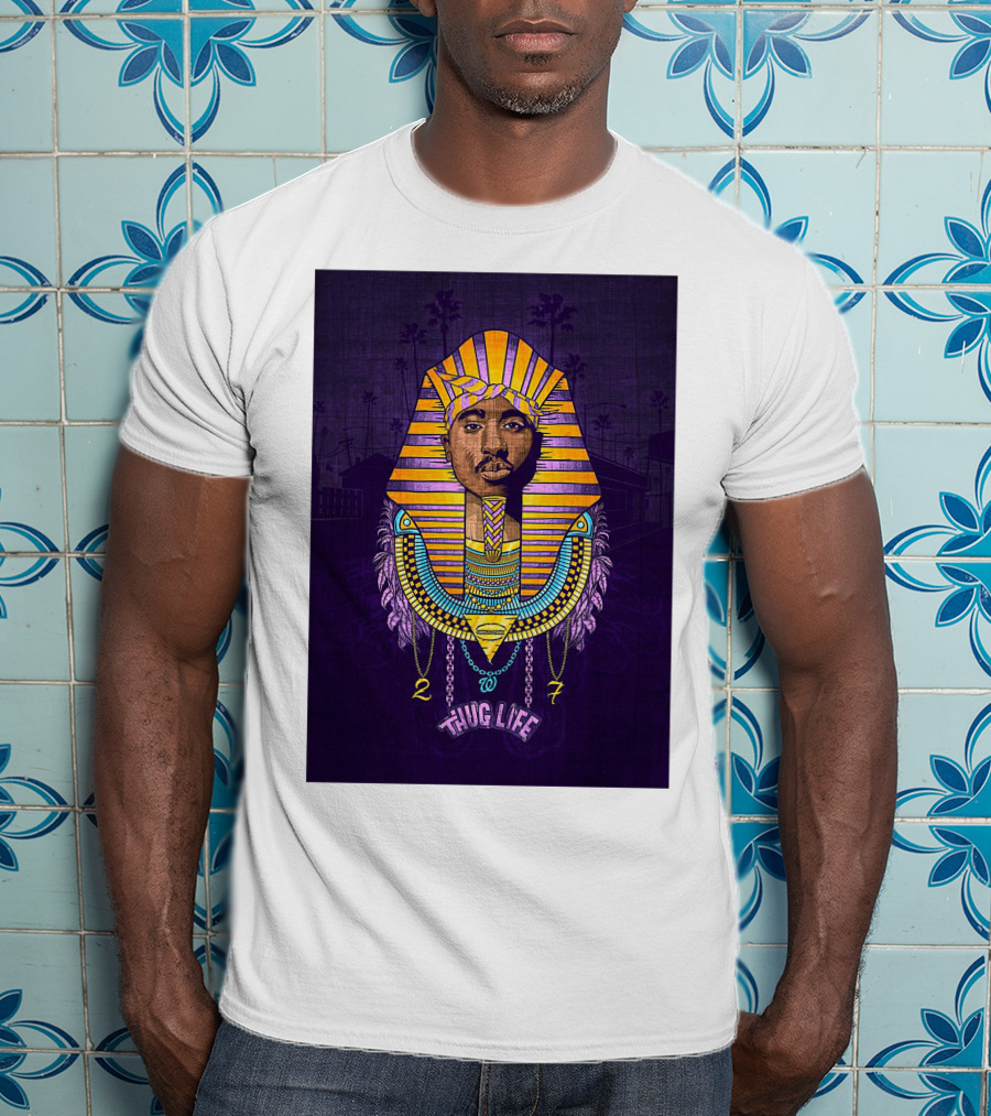 Tupac Pharaoh Thug Life Egyptian Style 27 Palms T-Shirt