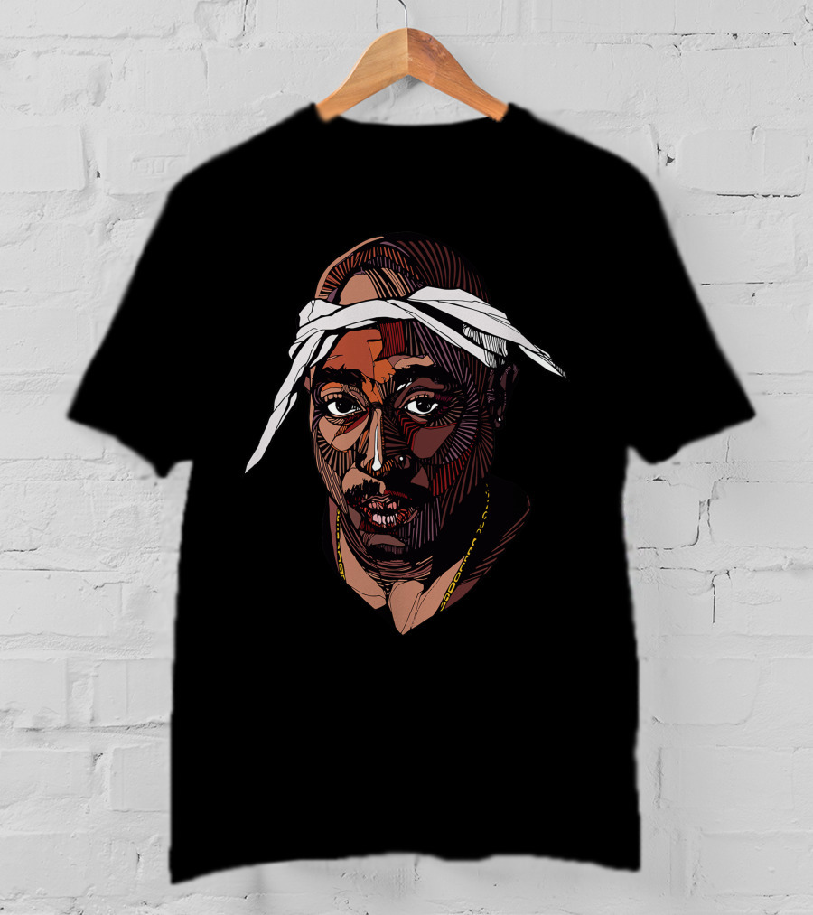 Tupac Shakur Illustration With Bandana T-Shirt