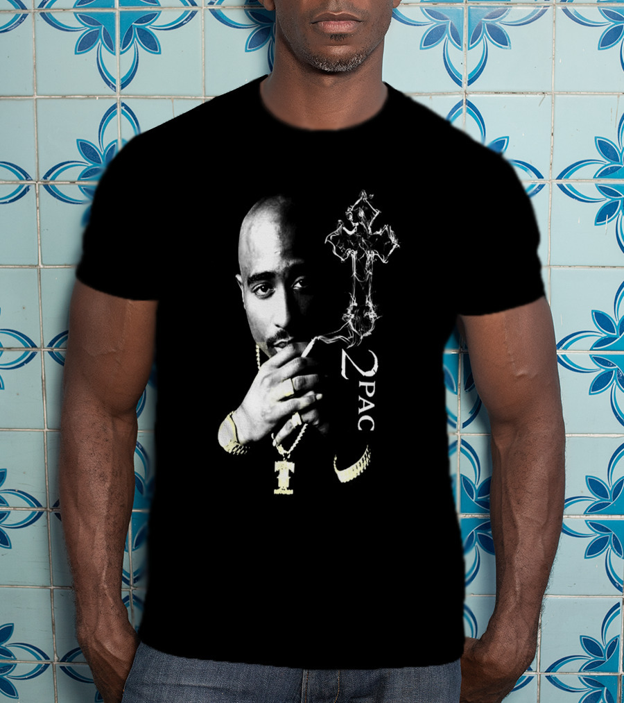 2Pac Portrait Tpsk 18 With Cross T-Shirt