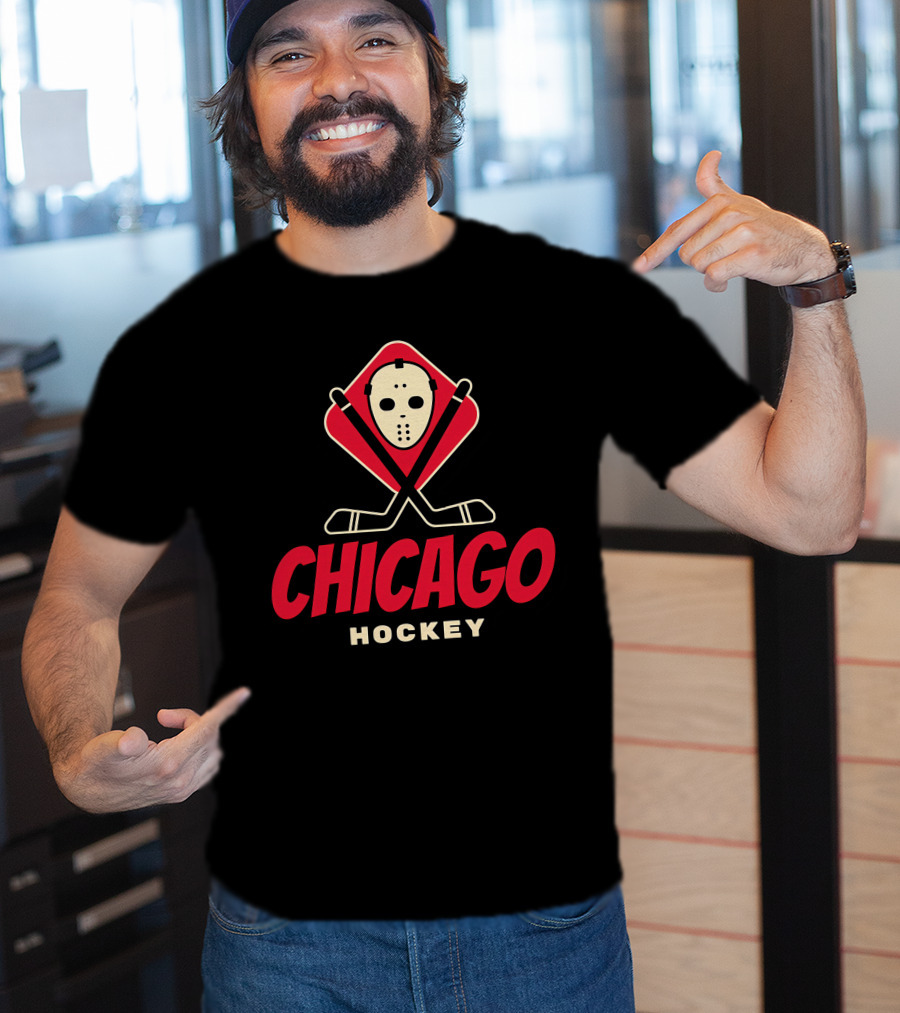 Chicago Hockey Mask And Crossed Sticks T-Shirt