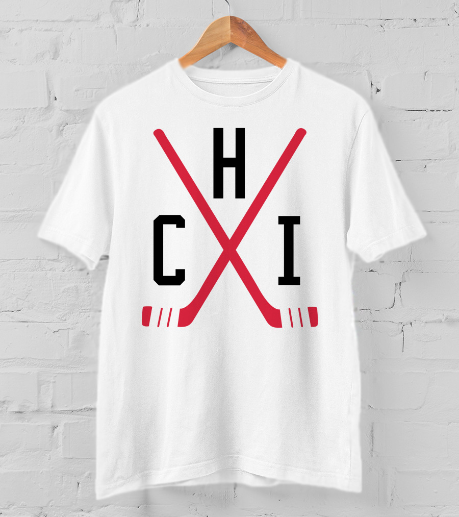 Chicago Blackhawks 16 Crossed Hockey Sticks T-Shirt