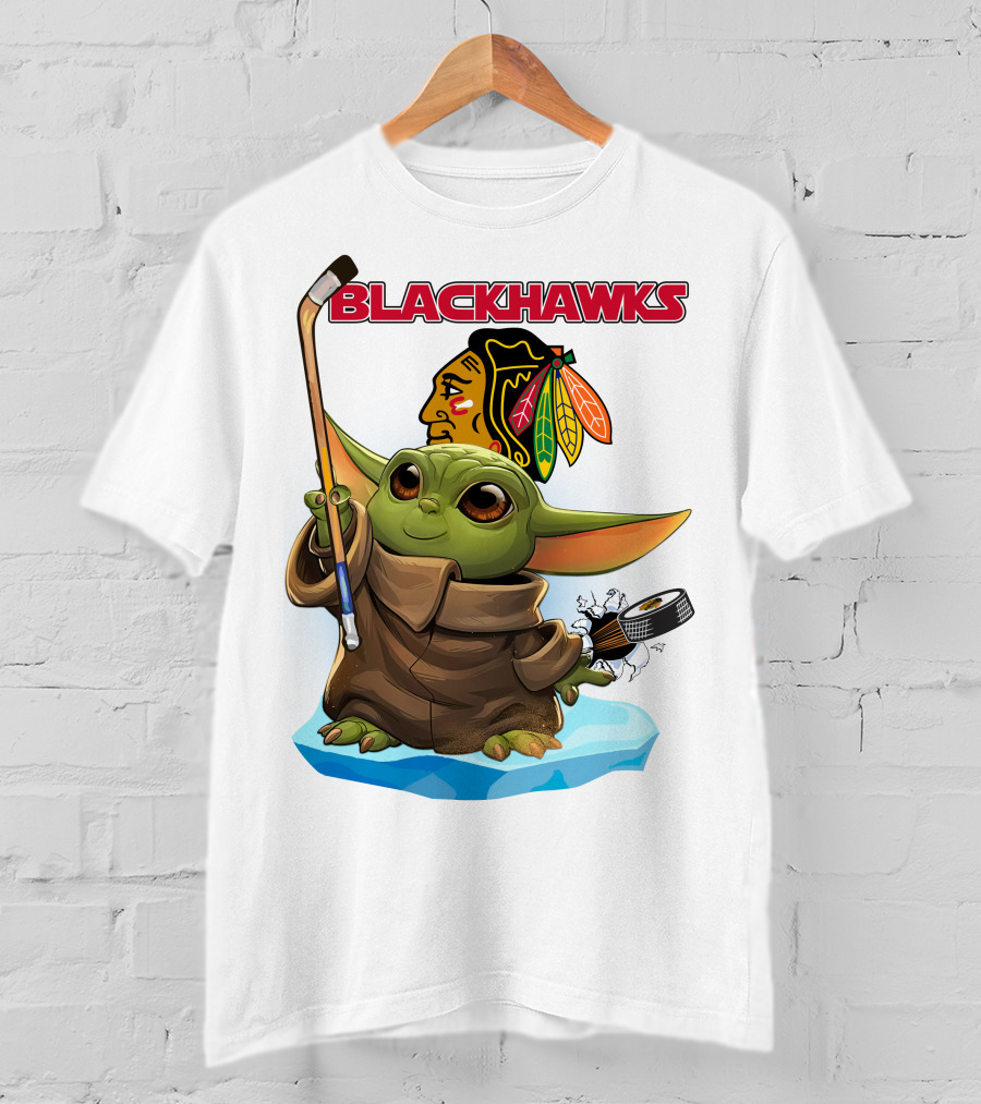 Baby Yoda Blackhawks Hockey T-Shirt