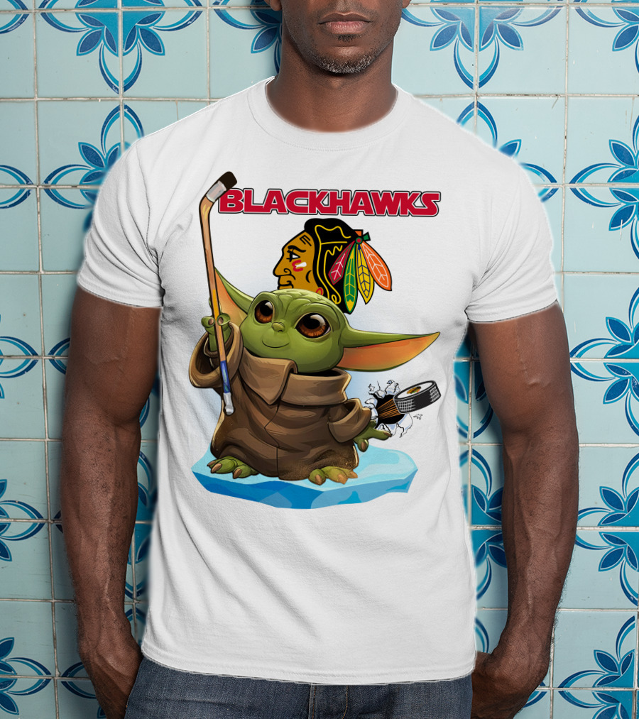 Baby Yoda Blackhawks Hockey T-Shirt