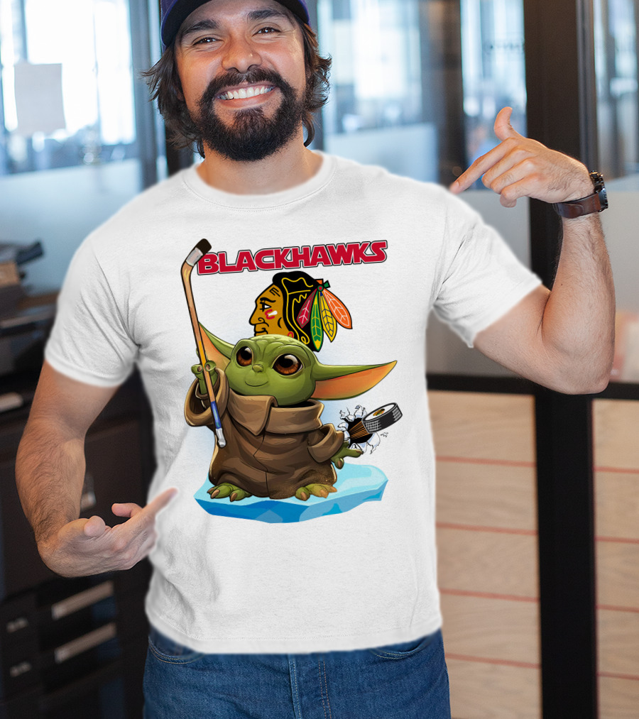 Baby Yoda Blackhawks Hockey T-Shirt