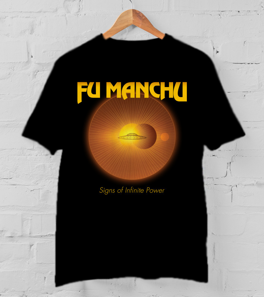 Fu Manchu Signs Of Infinite Power Ufo Solar Eclipse Rings T-Shirt