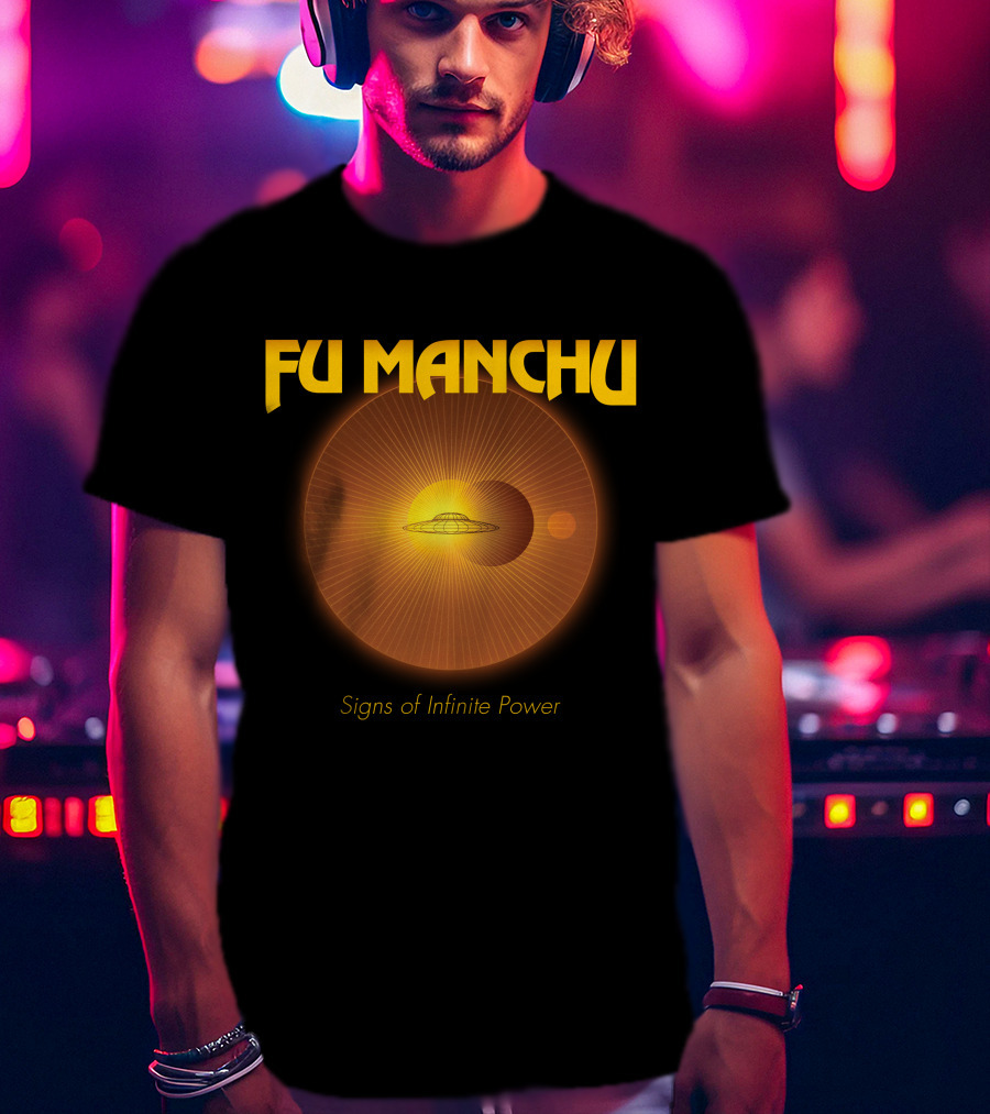 Fu Manchu Signs Of Infinite Power Ufo Solar Eclipse Rings T-Shirt