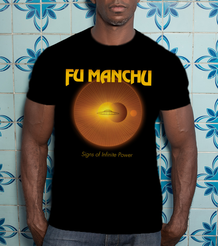 Fu Manchu Signs Of Infinite Power Ufo Solar Eclipse Rings T-Shirt