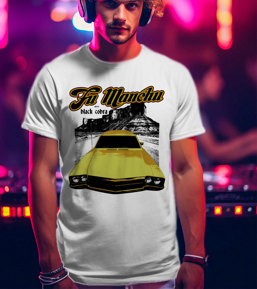Fu Manchu With Black Cobra Desert Car Scene T-Shirt