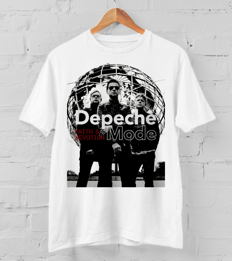 Depeche Mode Faith And Devotion Iconic Band Members In Front Of Unisphere T-Shirt