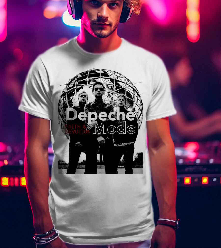 Depeche Mode Faith And Devotion Iconic Band Members In Front Of Unisphere T-Shirt