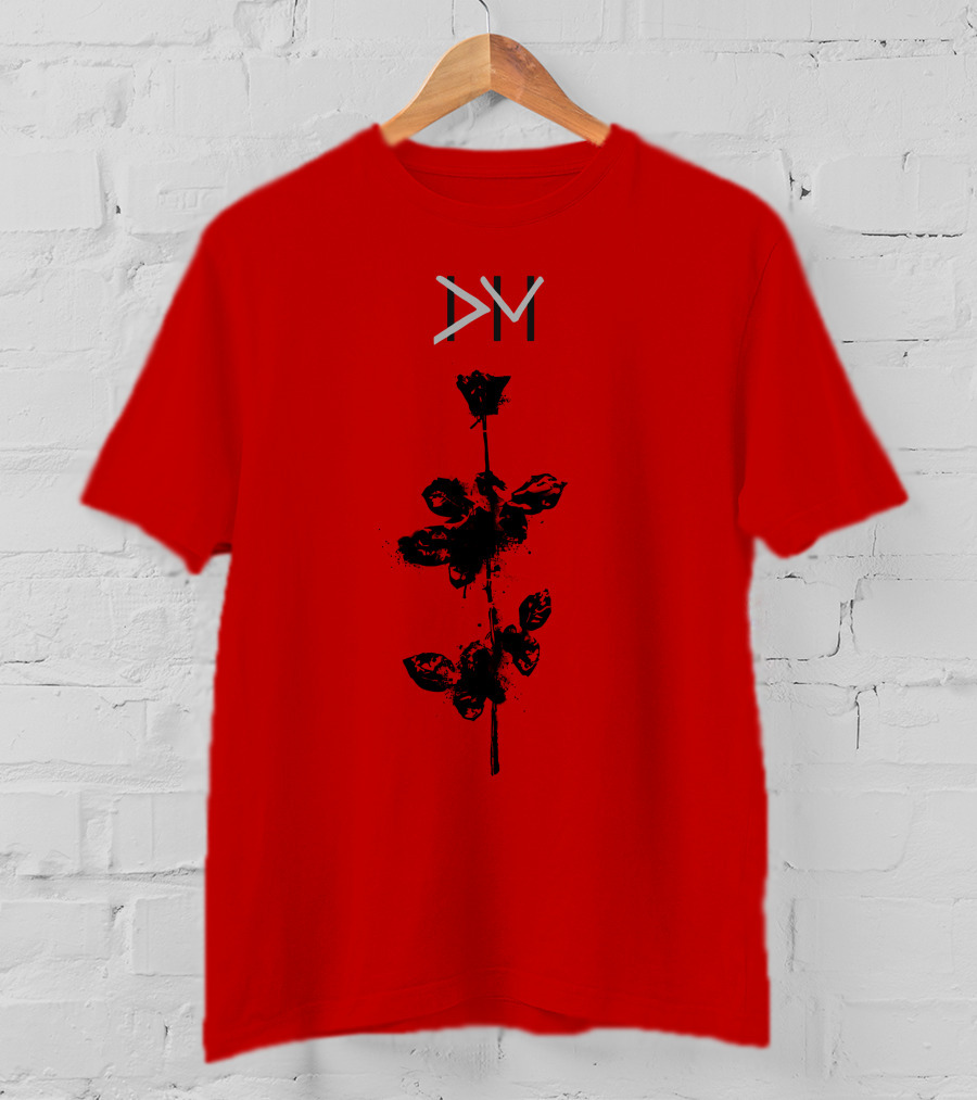 Dpm 46 Black Rose Graphic On Red T-Shirt