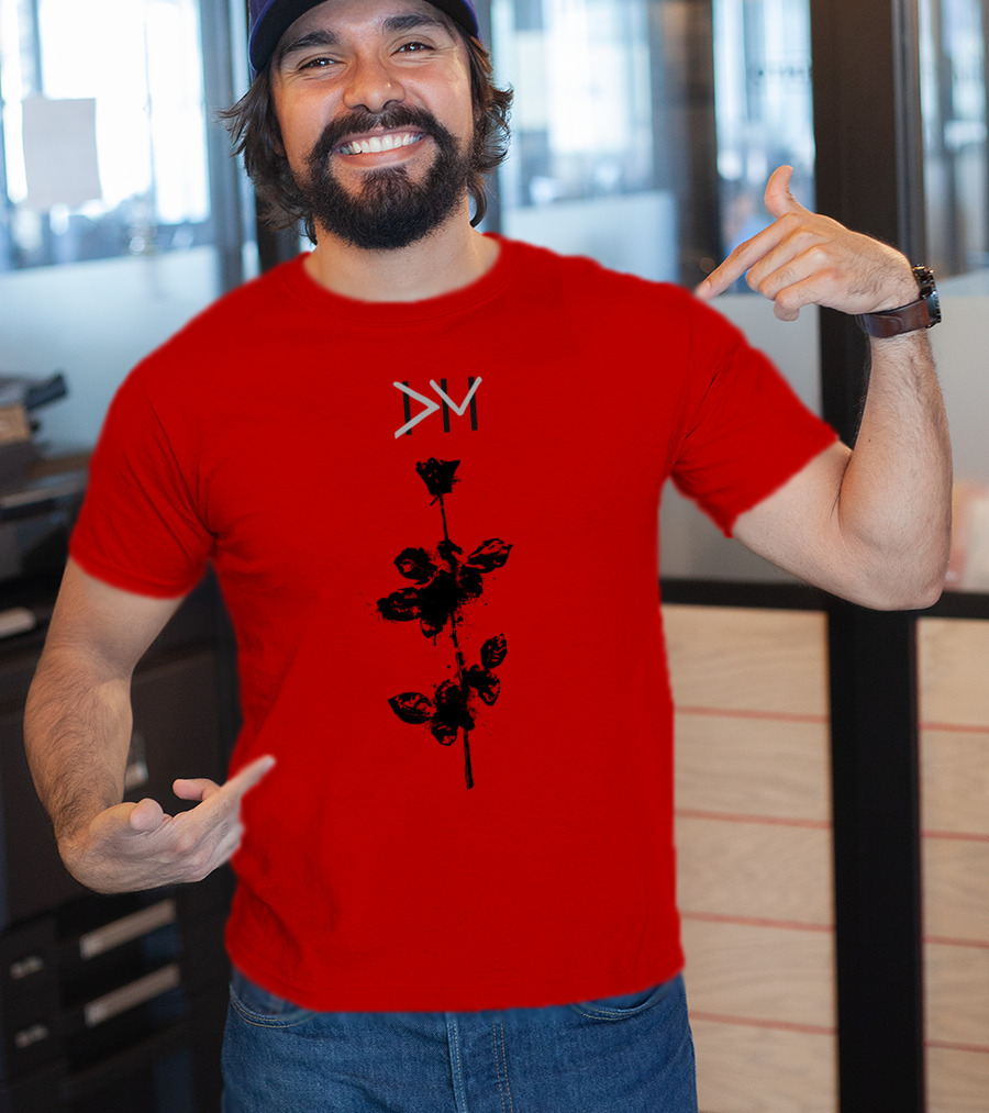 Dpm 46 Black Rose Graphic On Red T-Shirt