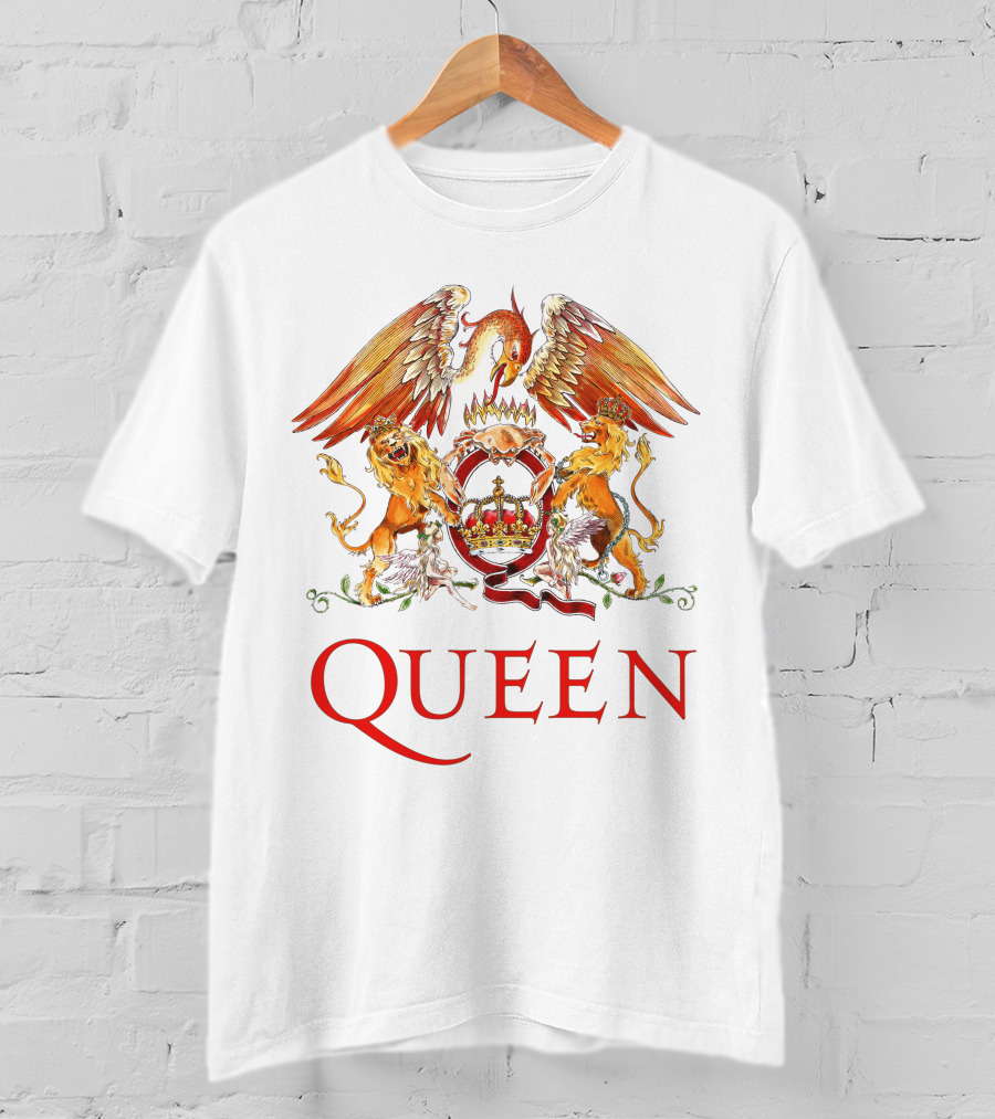 Queen Crest Logo With Two Lions And Phoenix T-Shirt