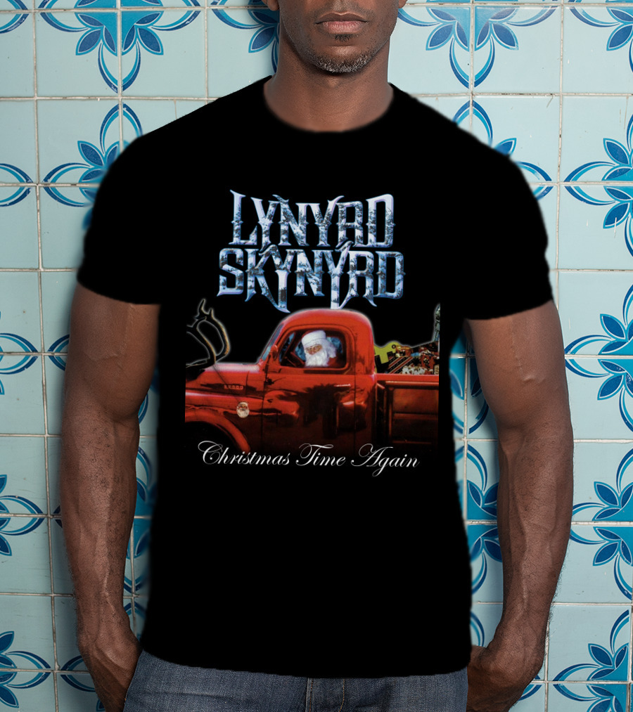Lynyrd Skynyrd Christmas Time Again Santa In Red Truck T-Shirt