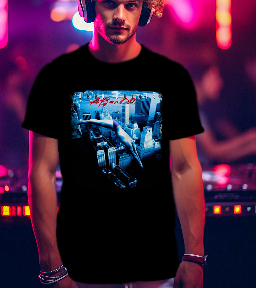 Deep Purple Abandon Diver Over Cityscape T-Shirt