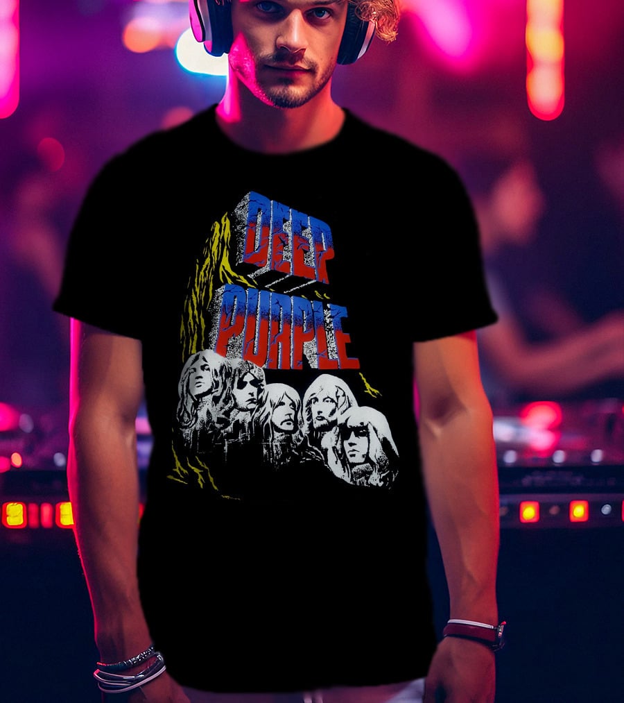 Deep Purple Iconic Band Illustration Album Cover Style T-Shirt