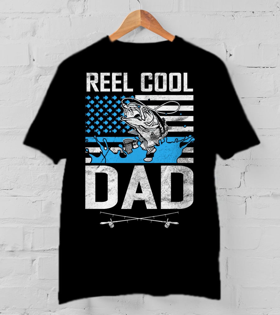 Reel Cool Dad American Flag Fish T-Shirt