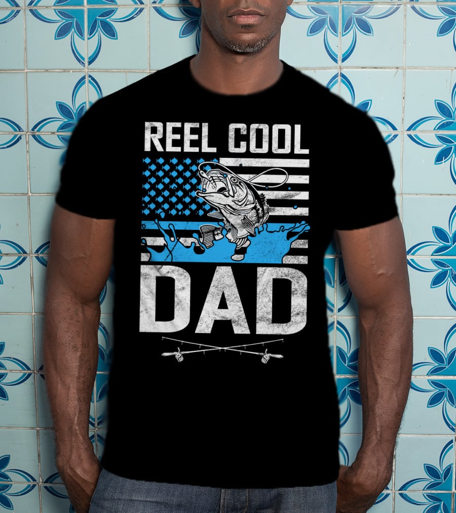 Reel Cool Dad American Flag Fish T-Shirt