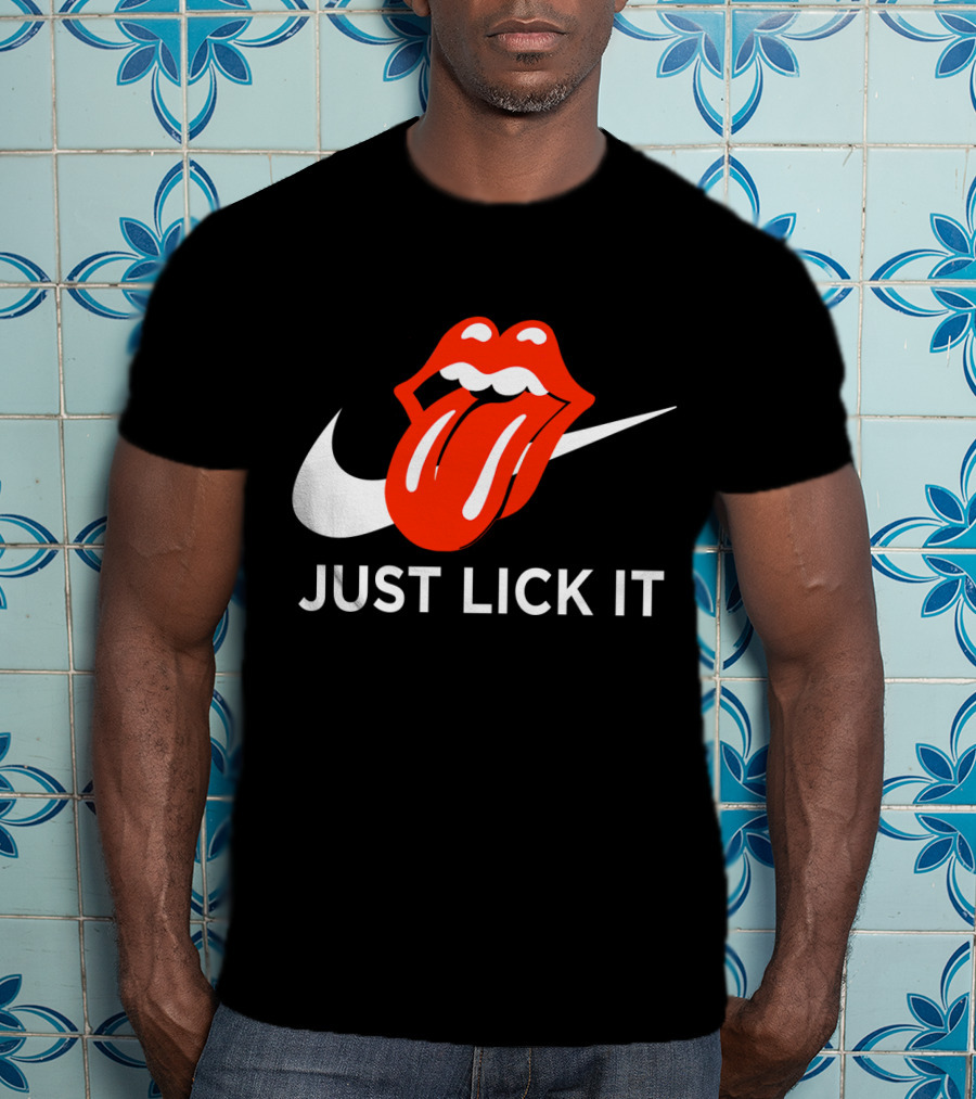 Rolling Lips Logo Just Lick It Swoosh T-Shirt