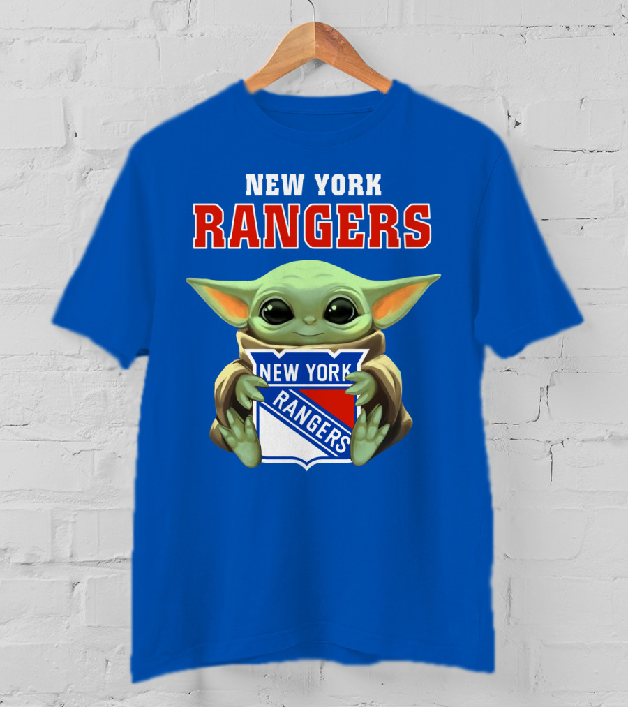 New York Rangers Baby Yoda Holding Team T-Shirt