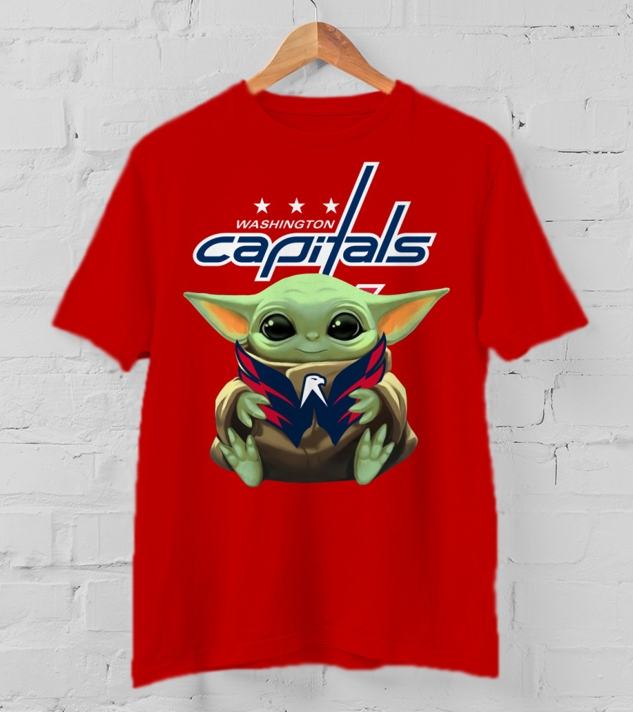 Washington Capitals Baby Yoda NHL Hockey Mandalorian Crossover T-Shirt